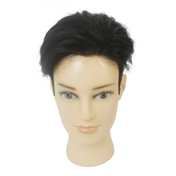 Q6 Hair Systmes For Men Lace Front with Poly Side and Back Base (810) Hair Units #7ASH