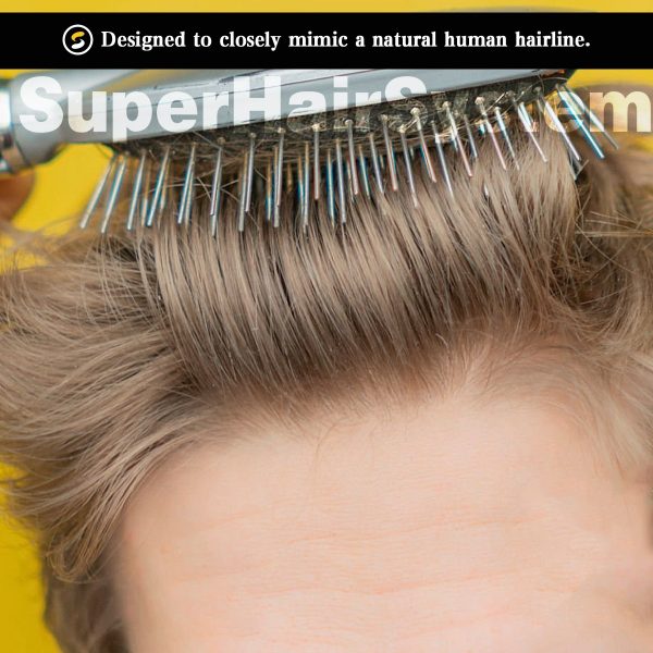 Mens-Toupee-French-lace-with-Poly-Base-Hair-Systems-ASH7-Lightest-Ash-Brown