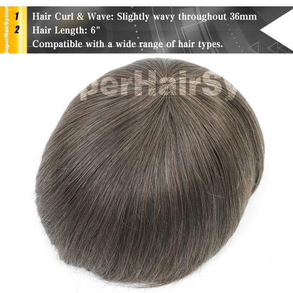 Mens-Toupee-French-lace-with-Poly-Base-Hair-Systems-ASH7-Lightest-Ash-Brown