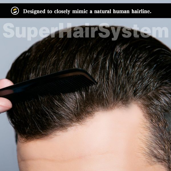 Mens Toupees Ultra-thin Skin Base Hair Systems #1C Black