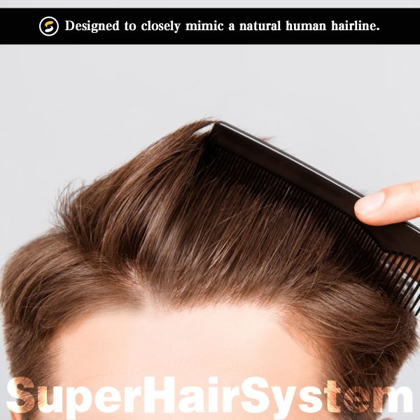 Mens Toupees Ultra-thin Skin Base Hair Systems #5 Medium Light Brown