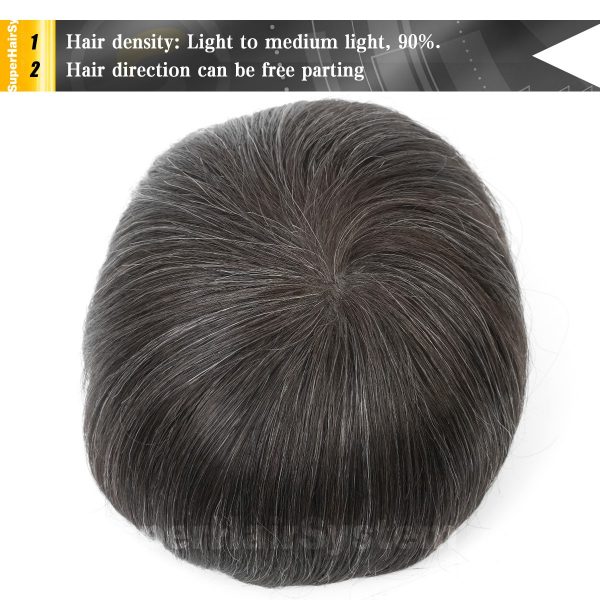 Mens-Toupees-Ultra-thin-Skin-Base-Hair-Systems-320-Dark-Brown-with-20-Gray-Hair