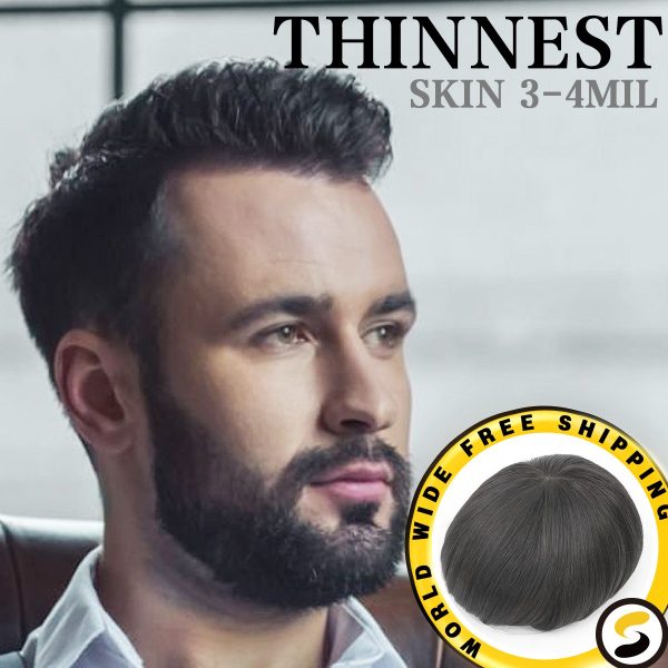 Mens Toupees Ultra-thin Skin Base Hair Systems