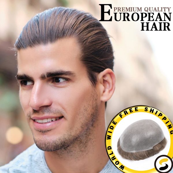 Men’s Toupee Born Skin Hairpieces For Men with European Hair