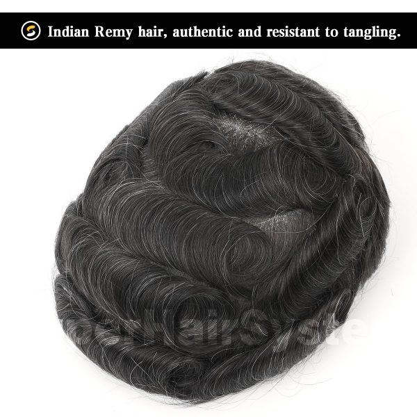 Full-Swiss-Lace-Mens-Toupee-Swiss-Lace-Hair-System-210-Darkest-Brown-with-10-Gray-Hair