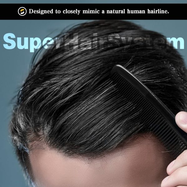 Mens-Toupee-French-lace-with-Poly-Base-Hair-Systems-1B20-Off-Black-with-20-Gray-Hair