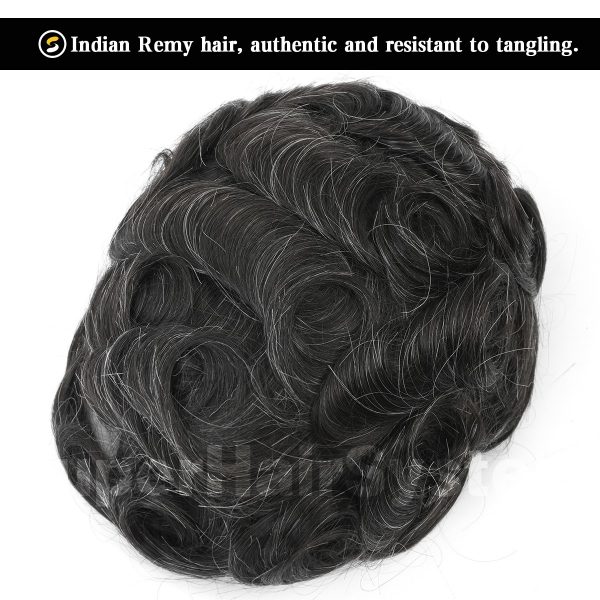 Mens-Toupee-French-lace-with-Poly-Base-Hair-Systems-1B20-Off-Black-with-20-Gray-Hair