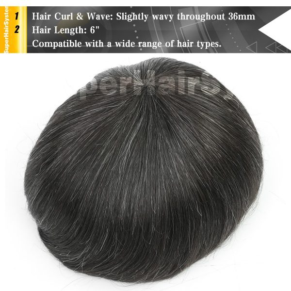 Mens-Toupee-French-lace-with-Poly-Base-Hair-Systems-1B20-Off-Black-with-20-Gray-Hair