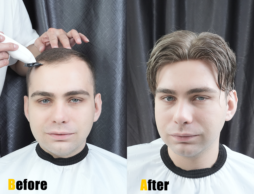 Before and after wearing the toupee1