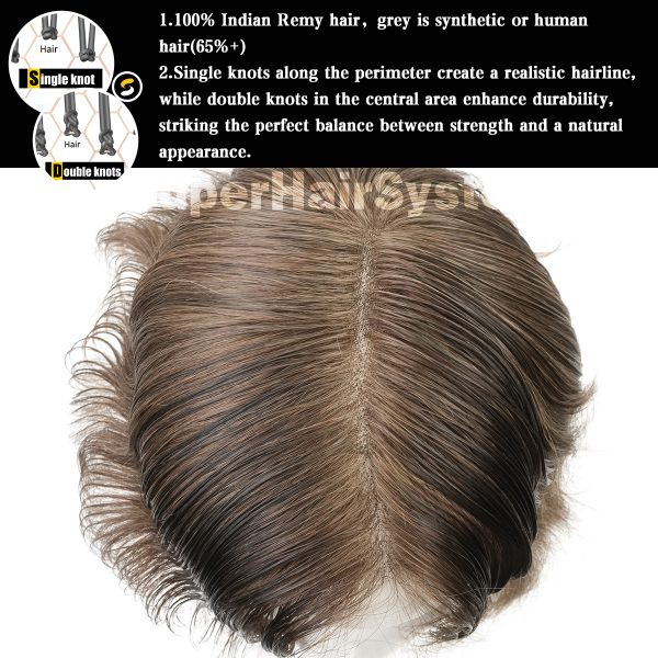 French Lace Front and Top with Skin Perimeter Hairpiece for Men (6)