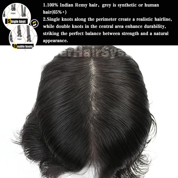 Men’s Hairpiece with French Lace Top and Thin Skin Perimeter (1)