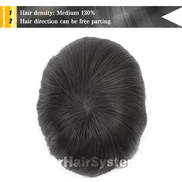 Men’s Hairpiece with French Lace Top and Thin Skin Perimeter (1)